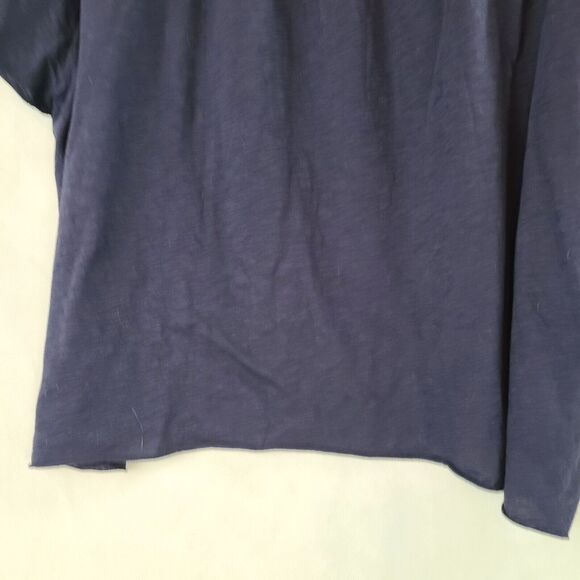 New MICHAEL STARS Women's (2X) Admiral Navy Blue Flutter Sleeve Raw Hem Tee Top - Picture 3 of 8